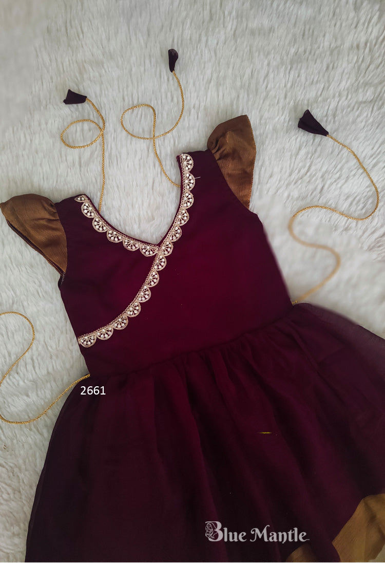 2661 Ready To Dispatch: "Coffee Brown"  Frock.