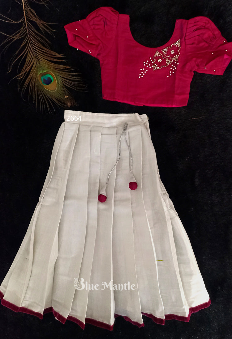 2664 Ready to Dispatch:MaroonCrop Blouese & Silver Tissue Skirt .