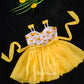 2688 Ready to Dispatch: Butterfly Mango Yellow Net Frock.