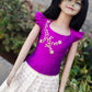 2707 Pre Order:"Manasi" Purple and off-white Full skirt and Semi Crop Blouse. Dispatch on March 14