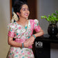 2736 Pre Order:"ANASUYA" Printed Off-white with peach  Dhavani. - Dispatch on april 20