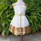 2740 Pre order: "CHUDAMANI" OFF-white Gold frock - Dispatch on May 1