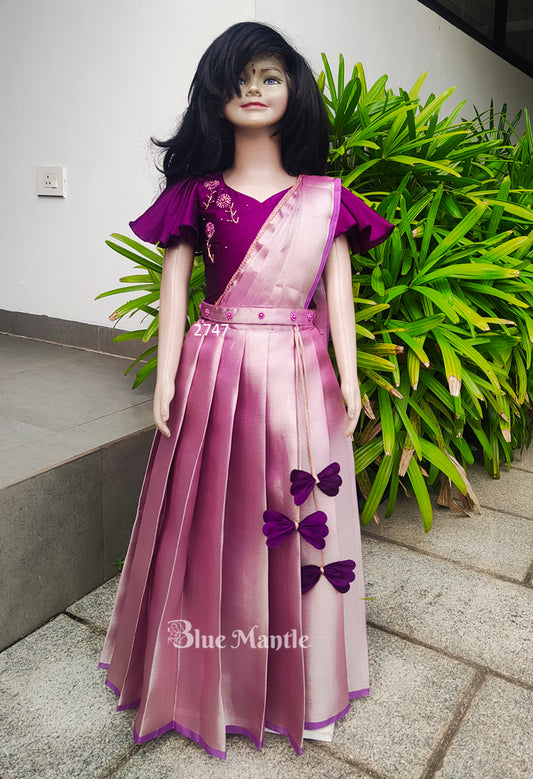 2747 Pre order : "DURGA" Light and Dark Purple Dhavani - Dispatch on June 20