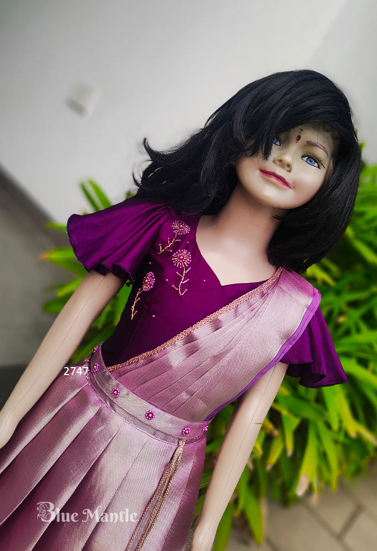 2747 Pre order : "DURGA" Light and Dark Purple Dhavani - Dispatch on June 20
