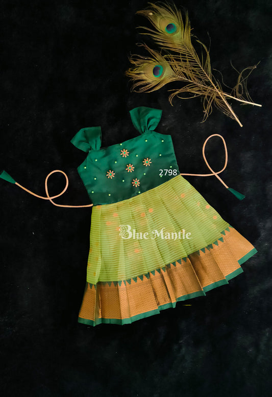 2798 Ready to Dispatch:  Green & Light Green Frock