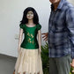 2742A Ready To dispatch: Green Mural Full skirt and Blouse