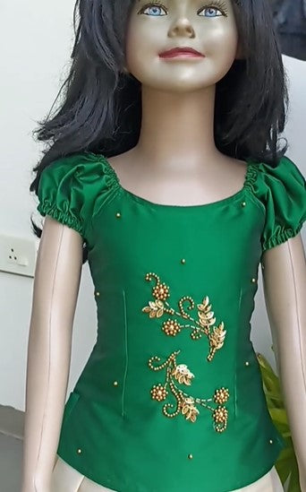 2742A Ready To dispatch: Green Mural Full skirt and Blouse