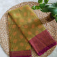 2627A Ready to Dispatch: "Sarangi" Pinkish Grape &Olive Green Saree