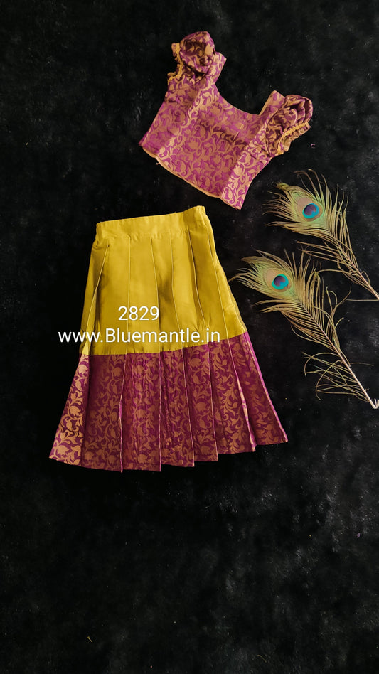 2829 Grape and Olive green skirt and blouse - Ready to dispatch