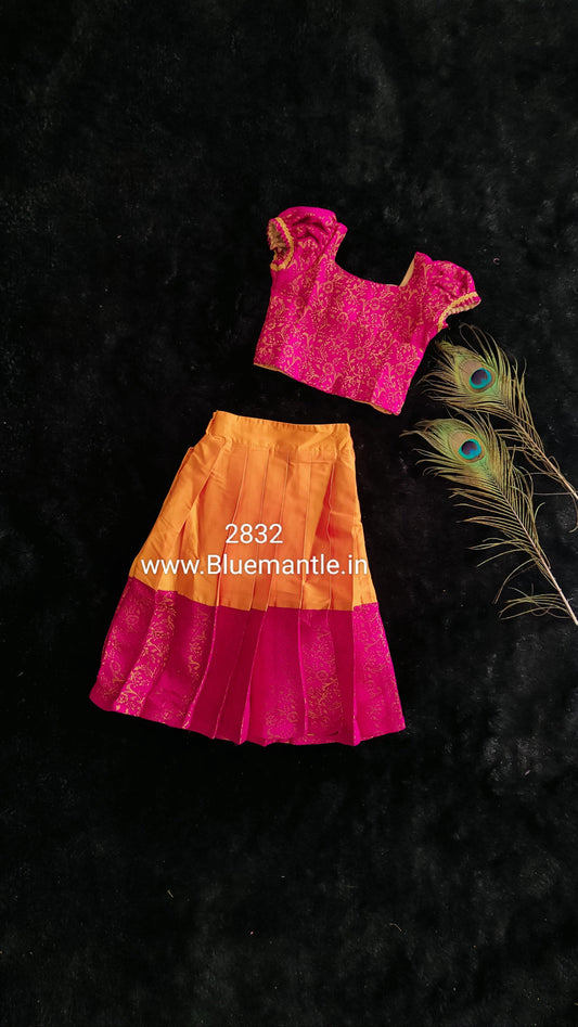 2832 Pink blouse and Mango yellow skirt - Ready to Dispatch