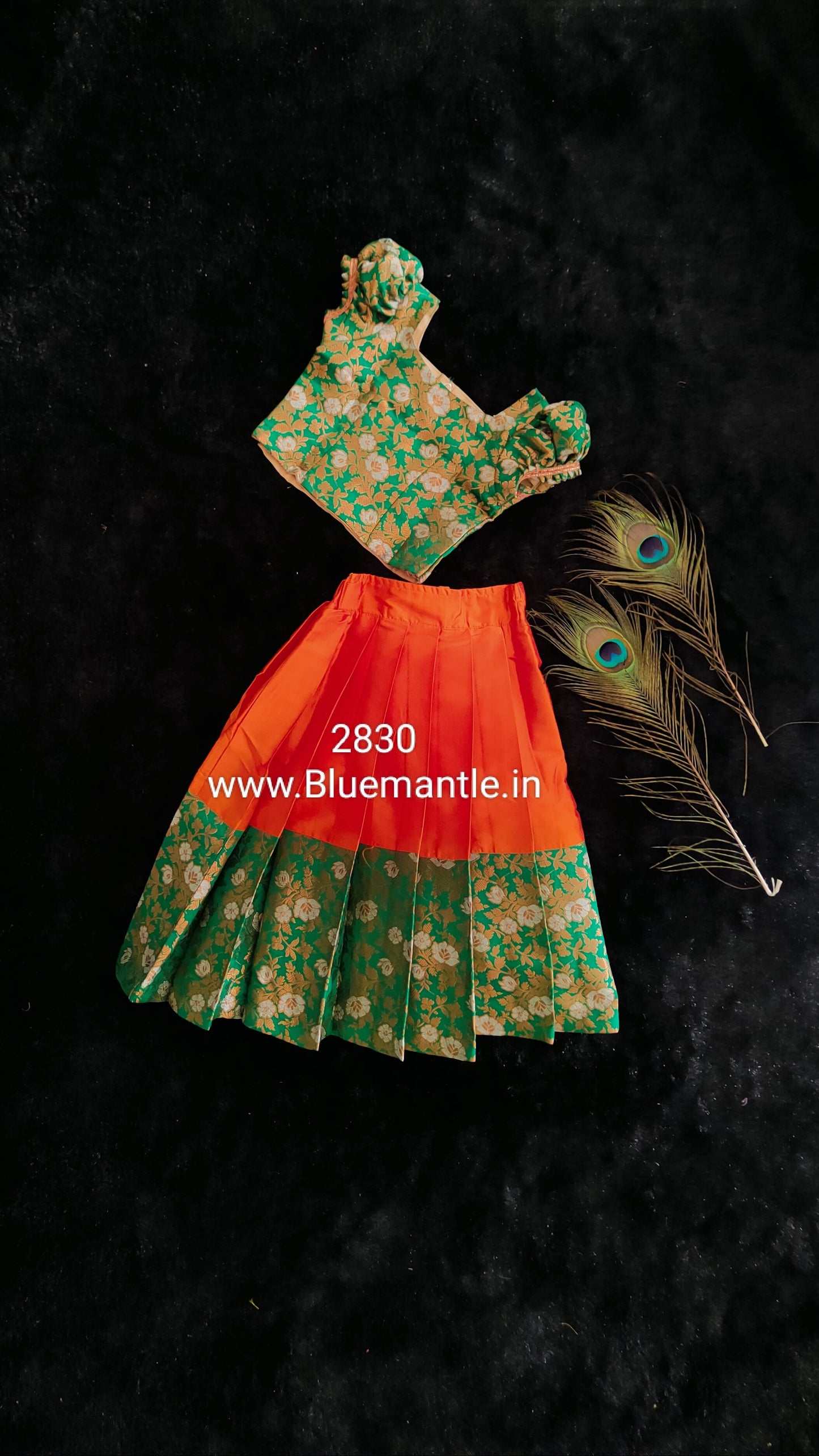 2830 Green and Orange skirt and blouse - Ready to dispatch