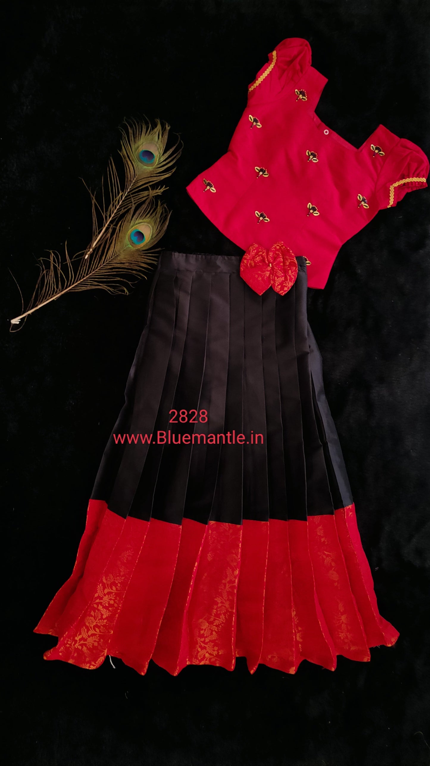 2828 - Red and Black skirt and blouse - Ready to dispatch