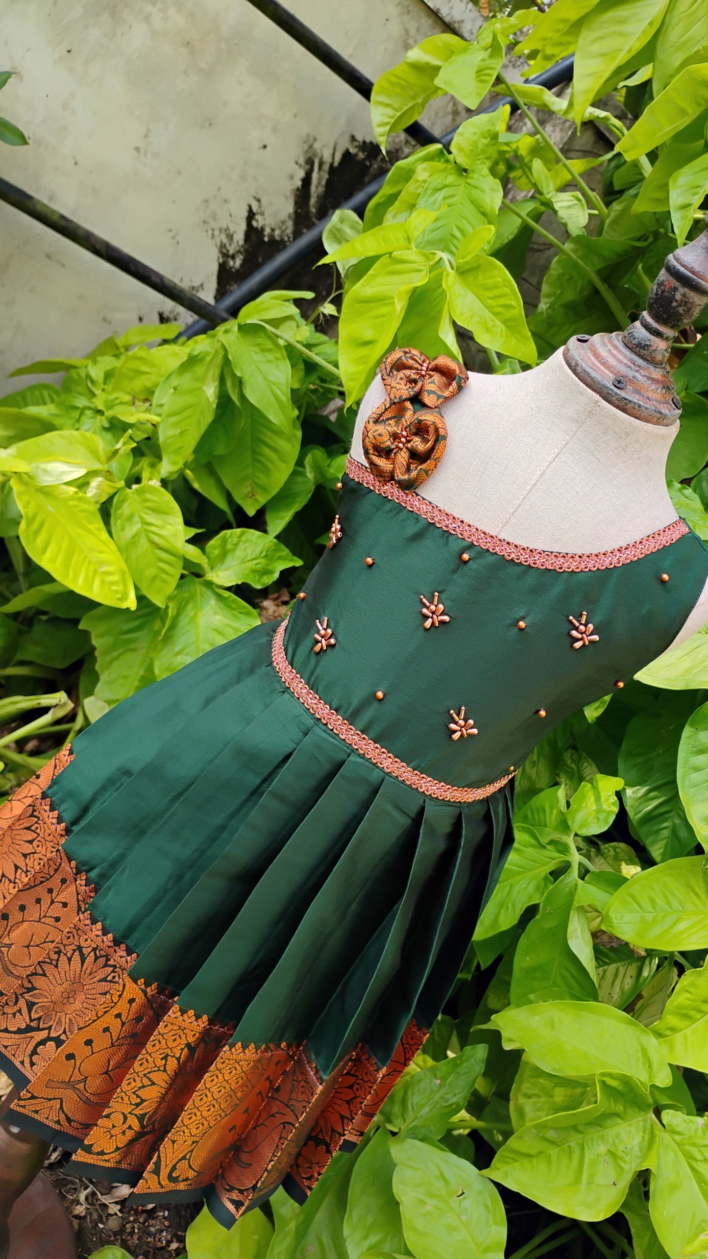 2866F- Bottle Green Frock- Ready to Dispatch