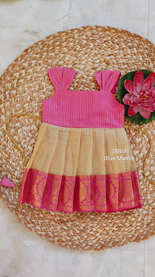 2886F: "Pink gold Frock"- Ready to Dispatch