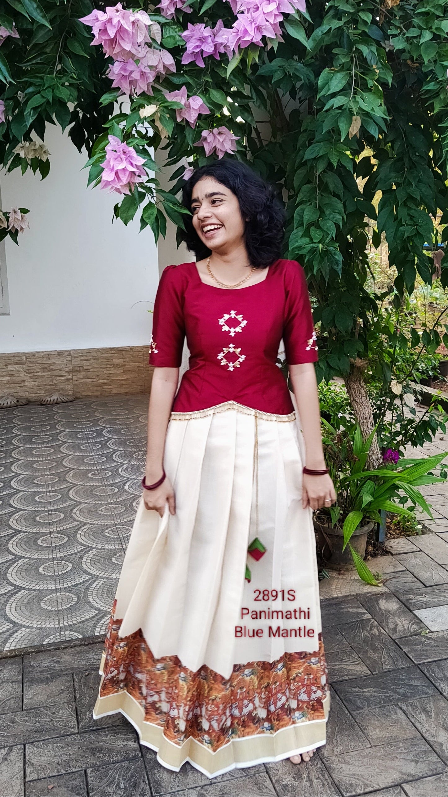 2891S:  "Panimathi" with Elbow Sleeve- Ready to Dispatch