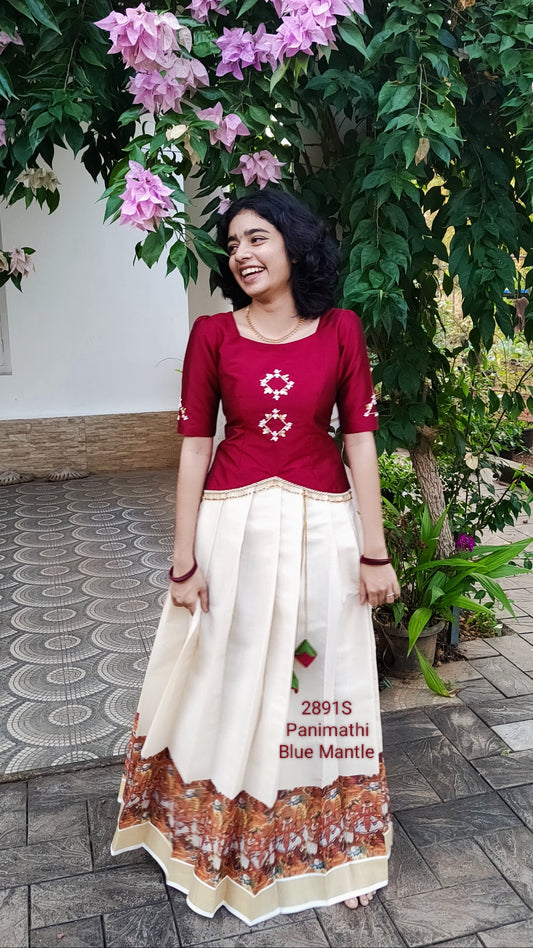 2891S:  "Panimathi" with Elbow Sleeve- Ready to Dispatch