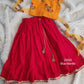 2959S: Red & Mango yellow Skirt - Ready to Dispatch
