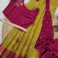 2627: Pinkish Grape & Olive Green Dhavani