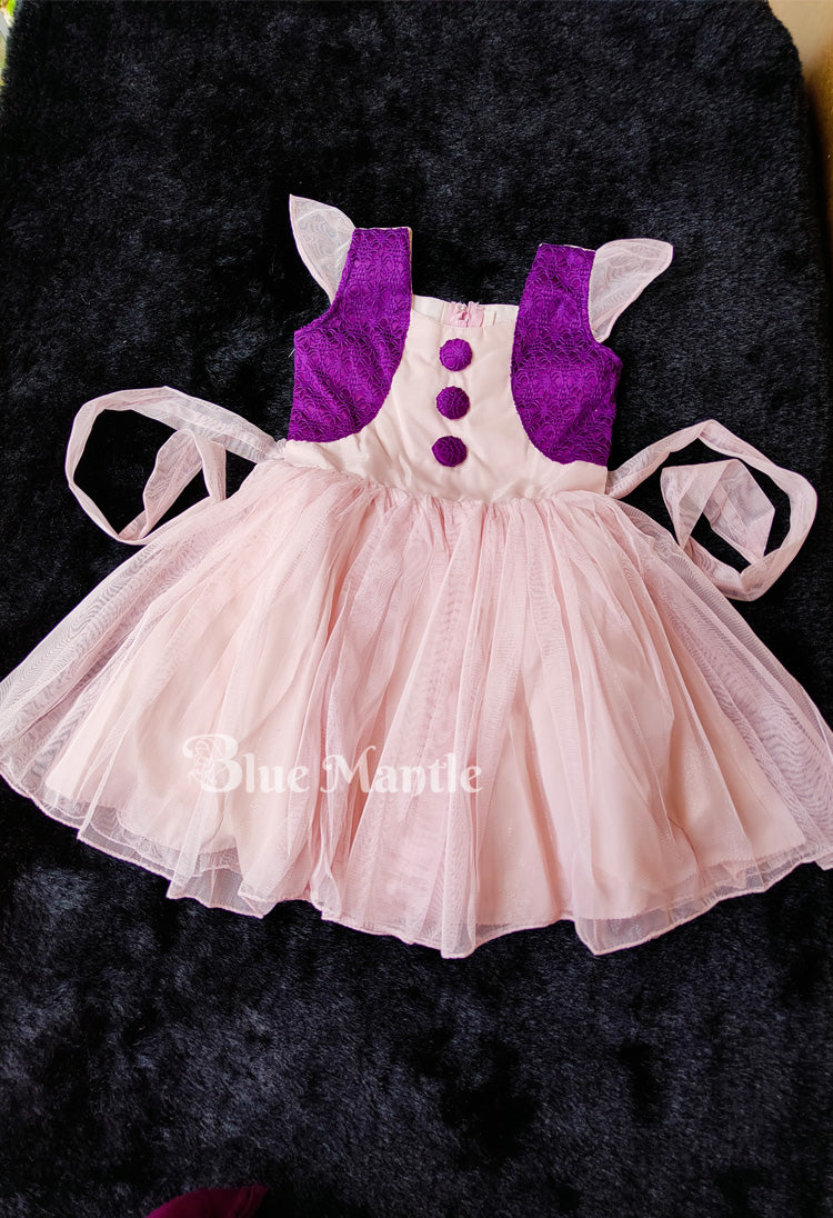 SDBM1305 Ready to Dispatch: Light Peach and Violet Frock