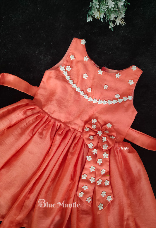2569 Ready to Dispatch : Peachish Orange Frock