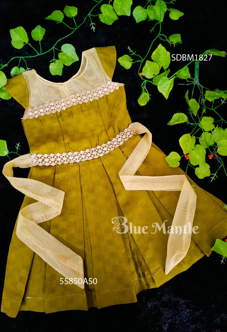 SDBM1827 Ready to Dispatch: Olive Green Below Knee Frock