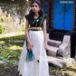 SDBM1865 Ready to Dispatch : Green &Off-white Dhavani Crop Blouse & Full Skirt