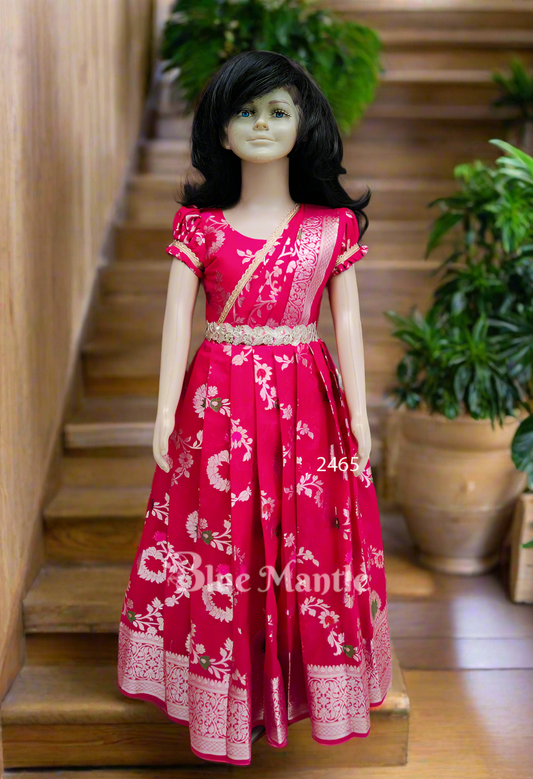 2465 Ready to Dispatch: Hot pink Gown with Dupatta