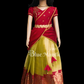 2361"CHENTHAMRA"Ready To Dispatch: Red with Olive green Skirt & Blouse with Dupatta