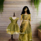 2477 compo : Blooming Pastel Green Dhavani & Frock