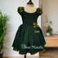 2360 Ready to Dispatch: Bottle Green Gold Baby Frock