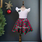 2499  Ready to Dispatch: Christmas White&GreenCheck Middi& Top