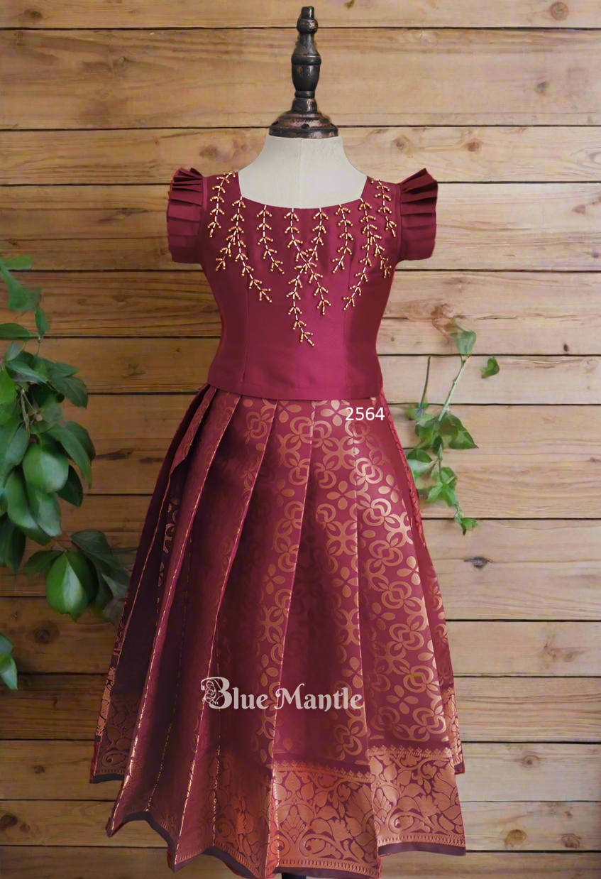 2564 Pre Order: "MEERA"  Maroon Full Skirt and Blouse- December 29