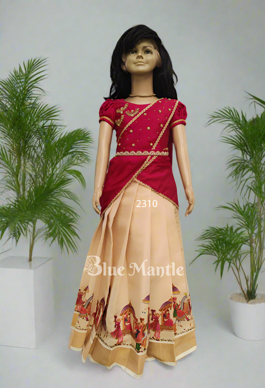 2310"Arya puthry" Ready to Dispatch:Pinkish grape, Skirt & Blouse with Dupatta