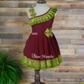 2659 Ready to Dispatch: Maroon with Olive Green Frock.