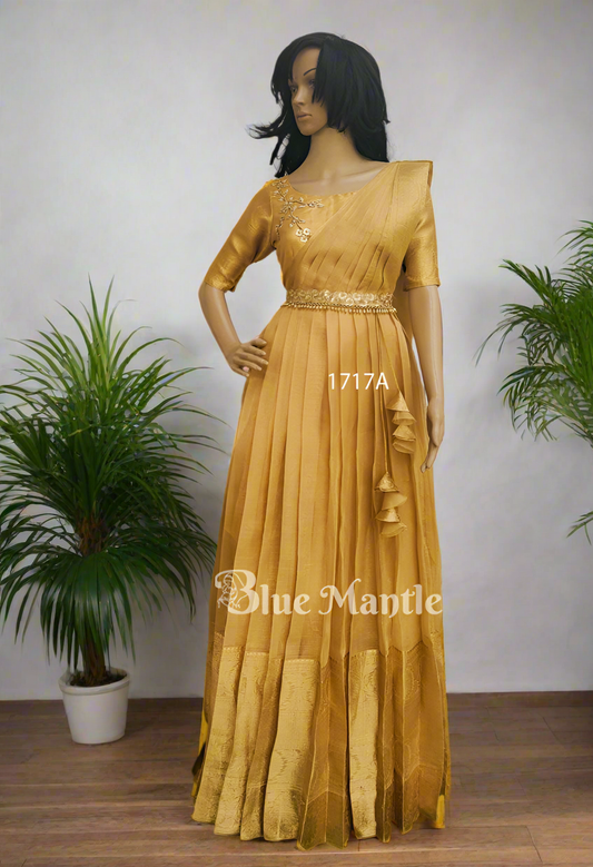 1717A Pre Order: Gold Gown with Dupatta