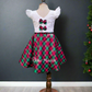2499  Ready to Dispatch: Christmas White&GreenCheck Middi& Top