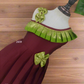 2659 Ready to Dispatch: Maroon with Olive Green Frock.