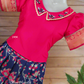 2494 Ready To Dispatch: Red&Blue Skirt& Blouse Puff Sleeve