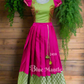 2459 Ready to Dispatch: Green& pink skirt& Blouse