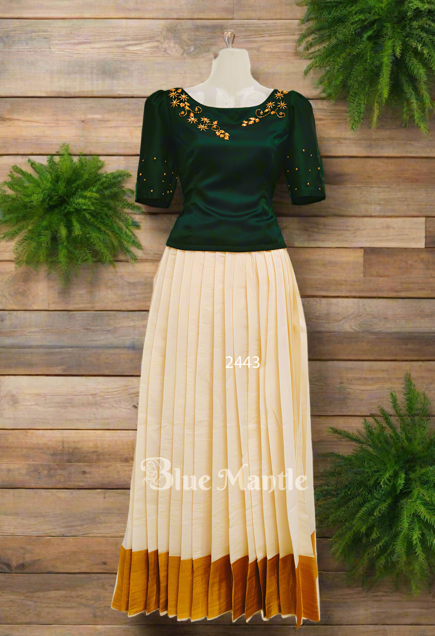 2443 Pre order: Green skirt& Blouse