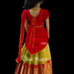 2361"CHENTHAMRA"Ready To Dispatch: Red with Olive green Skirt & Blouse with Dupatta