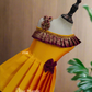 2538 Ready to Dispatch: Mango Yellow With Coffee Boarder Frock