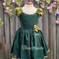 2360 Ready to Dispatch: Bottle Green Gold Baby Frock