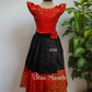 2358 Ready to Dispatch: Red& Black full skirt blouse