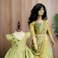 2477 compo : Blooming Pastel Green Dhavani & Frock