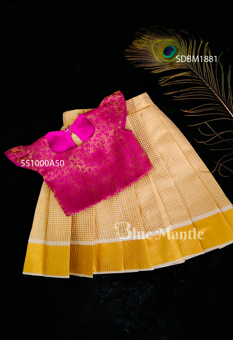 SDBM1881 Ready to Dispatch:  Purple and Golden Check Tissue skirt and Crop Top