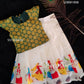 SDBM1898 Ready to Dispatch: Off-White Mural skirt & Green top.