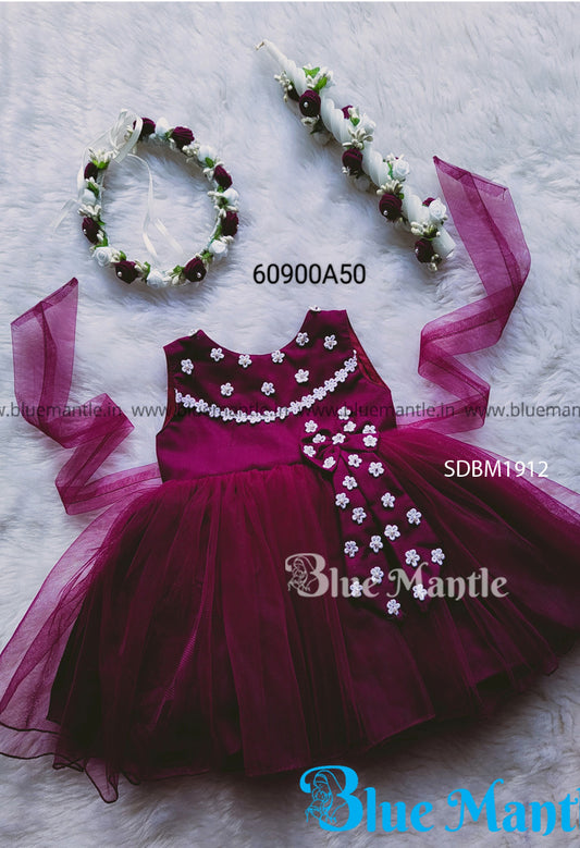 SDBM1912 Ready to Dispatch: Grape and Off-White Frock