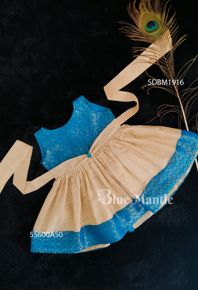 SDBM1916 Ready to Dispatch: Blue & Off- white Frock.