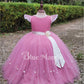 1106 : Pre Order: Light Peach and Off White Birthday Gown - Dispatch on 10-15th day